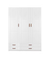 Armoire Lifetime 150 cm avec 3 portes et 4 tiroirs blanc