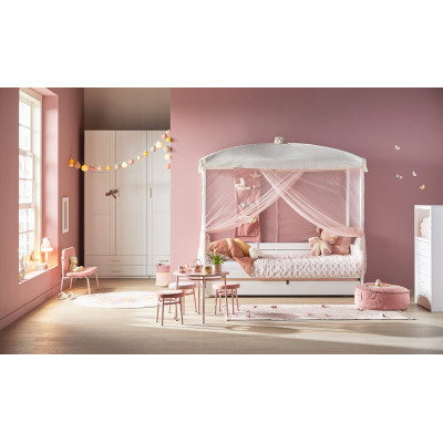 Lifetime basic cot BUTTERFLIES, with sky and DeLuxe slatted frame, 90x200 cm white