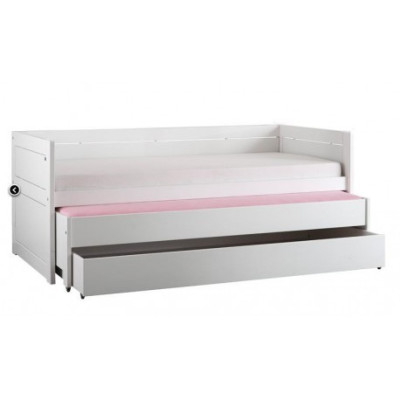 Letto a castello Lifetime Kombo 1 - 90x200 con letto per gli ospiti e cassetto, struttura a doghe deluxe in bianco