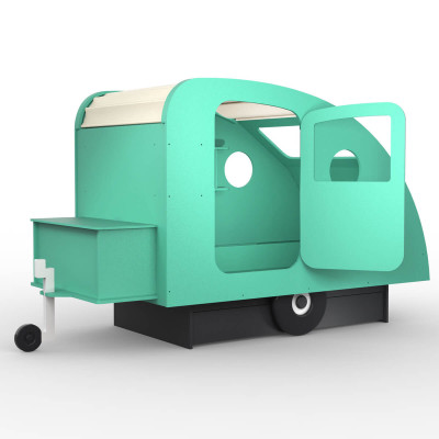 Mathy by Bols Caravan Bed Caravan with Trailer Hitch and Chest Light green