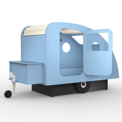 Mathy by Bols Caravan Bed Caravan with Trailer Hitch and Chest Azur blue