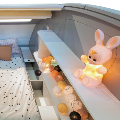 Mathy by Bols Wohnwagen Bett Caravan mit Anhängerkupplung und Truhe weiss