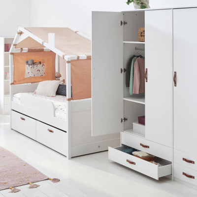 Lifetime Cool Kids Bed Cabin KOMBO 1 con armadio, scaffale e scrivania Rainbow bianco