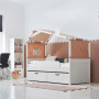 Lifetime Cool Kids Bett Hütte KOMBO 1 mit Schrank, Regal und Schreibtisch Rainbow weiss