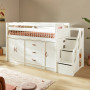 copy of Lifetime half-height bed All-In-One 90 x 200 cm with Deluxe Slatted frame roller floor and storage space white