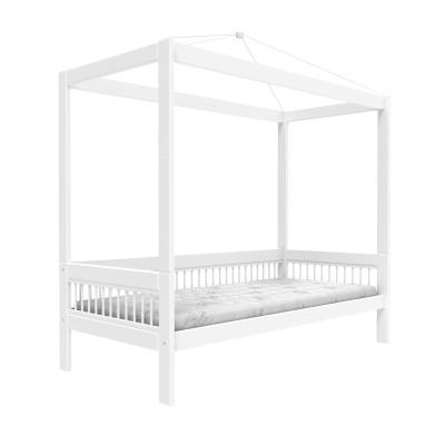 Lifetime lit baldaquin Breeze 90 x 200 avec sommier standard blanc