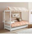 Lifetime four poster bed with roof construction for fabric roof Breeze 90 x 200 with Slatted bed standard white