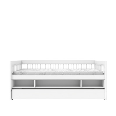 Letto a soppalco Lifetime con portaoggetti e cassetto Breeze 90 x 200 telaio a doghe standard bianco