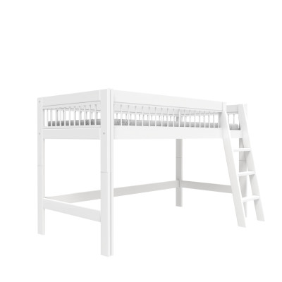 Lifetime lit mi-hauteur avec échelle inclinée Breeze 90 x 200 cm, sommier deluxe blanc