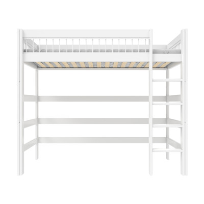 Lifetime High bed with straight ladder, Breeze 90 x 200 cm, slatted base standard white