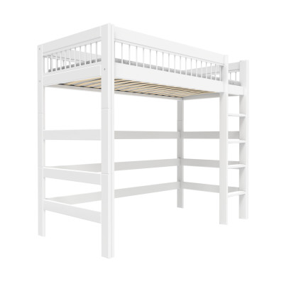 Lifetime High bed with straight ladder, Breeze 90 x 200 cm, slatted base standard white