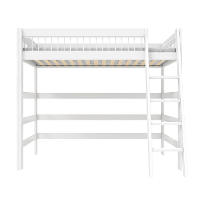 Lifetime High bed with slanted ladder, Breeze 90 x 200 cm, slatted base standard white