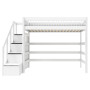 Lifetime lit mezzanine avec escabeau Breeze 90 x 200 cm, sommier standard blanc