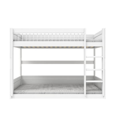 Lifetime low bunkbed with straight ladder Breeze 90 x 200 cm, slatted base deluxe whitewash