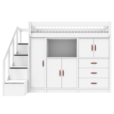 Lifetime lit mezzanine ALL-IN-ONE avec escabeau 177 cm, sommier deluxe blanc