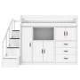 Lifetime lit mezzanine ALL-IN-ONE avec escabeau 177 cm, sommier deluxe whitewash