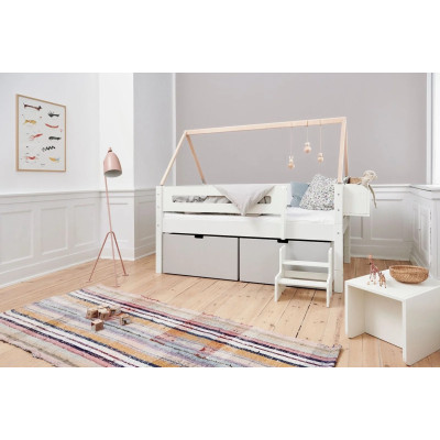 Manis-h Lit d'enfant NANNA sans 3 tiroirs 90 x 200 cm Snow white