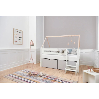 Manis-h Lit d'enfant NANNA sans 3 tiroirs 90 x 200 cm Snow white