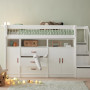 Lifetime All-in-one KOMBO low loft bed and writing desk 152 cm, slatted base deluxe white