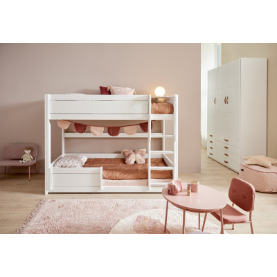 Lifetime low bunkbed with play table Breeze 90 x 200 cm, slatted base standard white