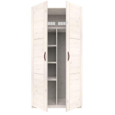 Lifetime wardrobe with 2 doors, shelves and clothes rail, 100 cm whitewash