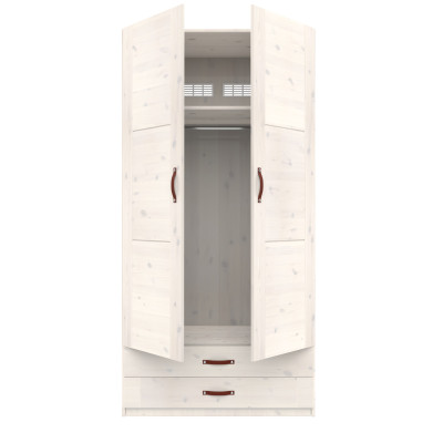 Lifetime armoire avec 2 portes et tiroirs, 100 cm whitewash