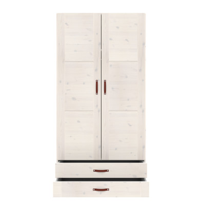 Lifetime armoire avec 2 portes et tiroirs, 100 cm whitewash