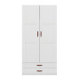 Lifetime wardrobe with 2 doors, shelves, drawers ans Dividing wall, 100 cm white