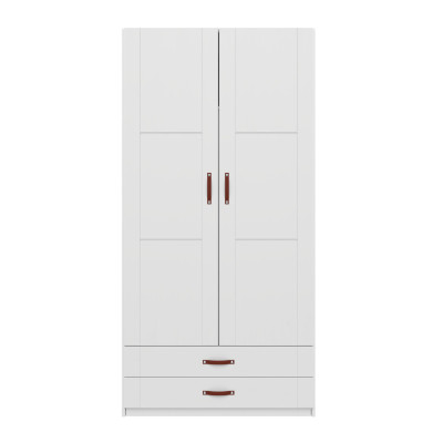 Lifetime armadio con 2 porte, ripiani, cassetti e parete divisoria, 100 cm bianco