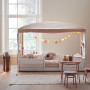 Lifetime four-poster bed 4 in 1 with sky Fairy Dust, 90x200 cm, Incl. deluxe slatted frame whitewash