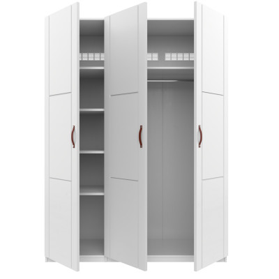 Lifetime Wardrobe with 3 doors, shelves and clothes rail, 150 cm white