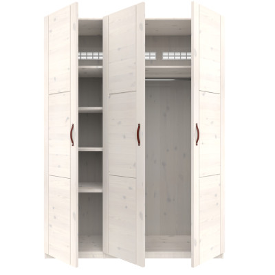 Lifetime Armoire avec 3 portes, étagères et tringle à vêtements, 150 cm whitewash