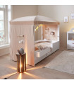 Letto Lifetime 4 in 1 KOMBO Essence Peach con baldacchino e ripiano, doghe standard bianco