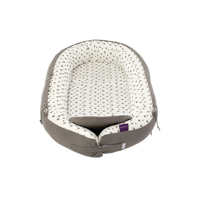 Träumeland baby nest "Home" Premium white with grey stars