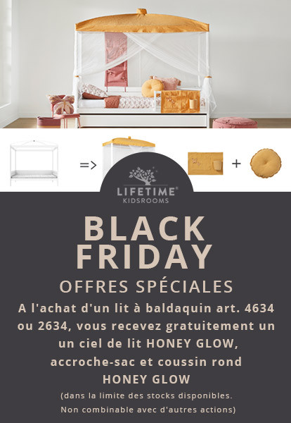 OFFRES SPÉCIALES BLACK FRIDAY - ACHÈTE UN LIT À BALDAQUIN + REÇOIS UN CIEL DE LIT GRATUIT. Période de promotion : 12.11.-02.12.2024 (dans la limite des stocks disponibles)